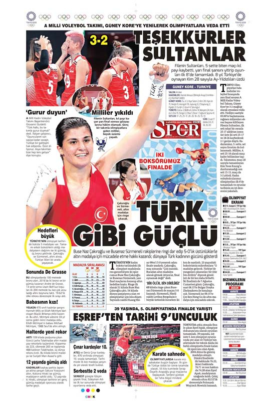 5 Ağustos 2021 Perşembe günün spor manşetleri | Tokyo'da hedefte 2 altın madalya var 21