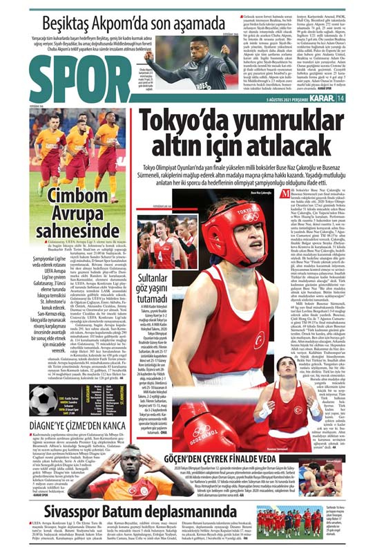 5 Ağustos 2021 Perşembe günün spor manşetleri | Tokyo'da hedefte 2 altın madalya var 4