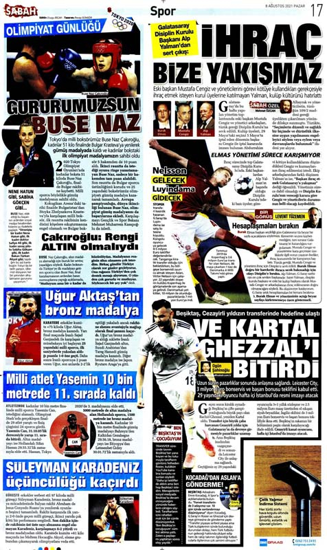 8 Ağustos 2021 Pazar günün spor manşetleri | Transfer bombaları patlamaya başladı! 26