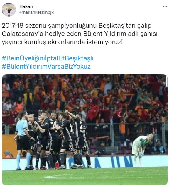 Beşiktaş taraftarından Beinsports'a tepki! "Bülent Yıldırım varsa biz yokuz!" 2