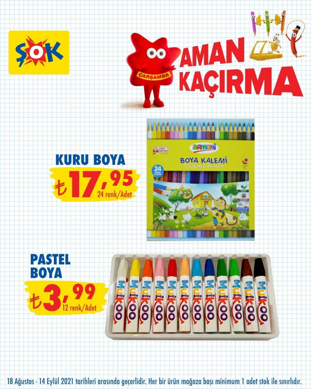 ŞOK 13 Eylül 2021 aktüel ürünler kataloğu | Okula hazırlık ürünleri indirimli fiyata ŞOK'ta 50