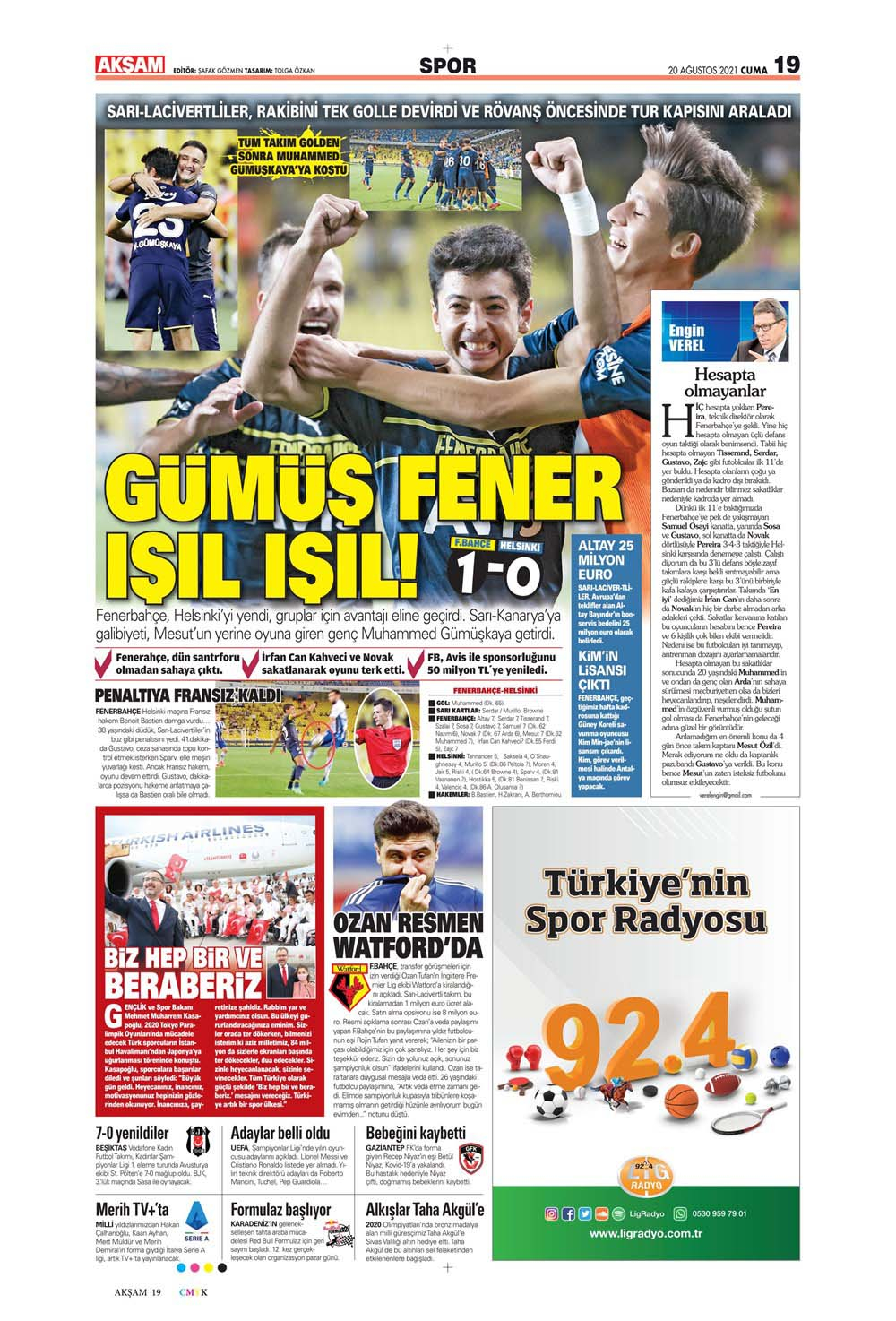 20 Ağustos 2021 Cuma günün spor manşetleri | Avrupa'da sadece Fenerbahçe'yle güldük! 34