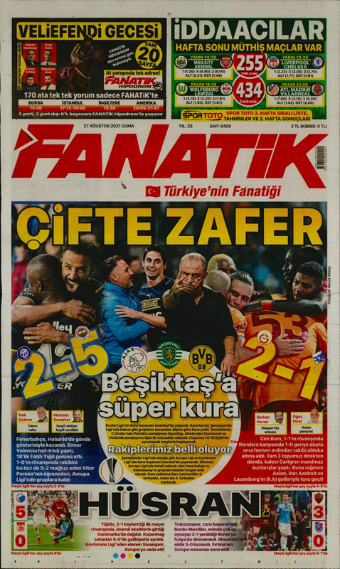 27 Ağustos 2021 Cuma günün spor manşetleri | Cimbom ve Kanarya turladı, Sivas ve Trabzon veda etti! 26