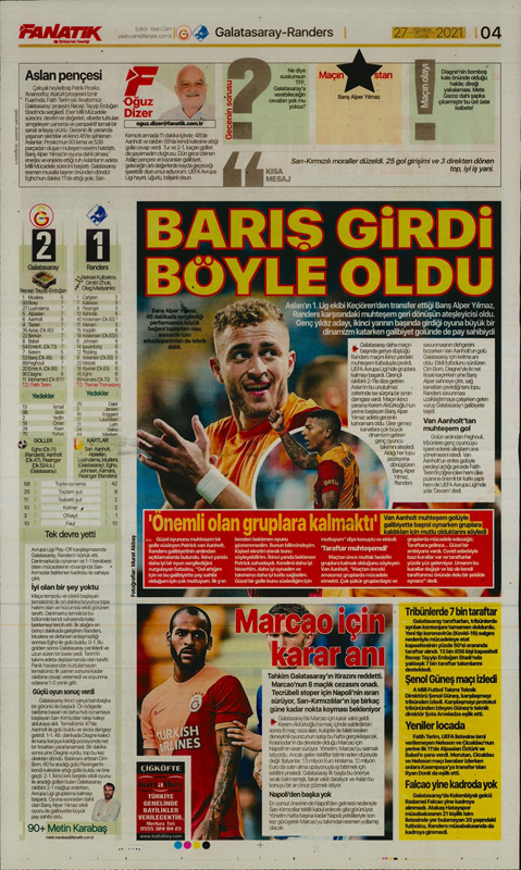 27 Ağustos 2021 Cuma günün spor manşetleri | Cimbom ve Kanarya turladı, Sivas ve Trabzon veda etti! 9