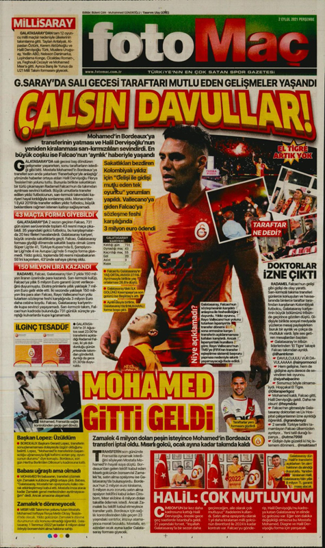 2 Eylül 2021 Perşembe günün spor manşetleri | Milli takım üstünlüğünü koruyamadı 8