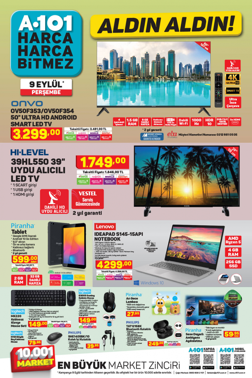 15 Eylül A101 kataloğu | Büyük ve küçük teknolojik ve ev aletlerinden, beyaz eşyalara, bahçe ekipmanlarından oyuncaklara en uygun fiyatlar A101'de! 9