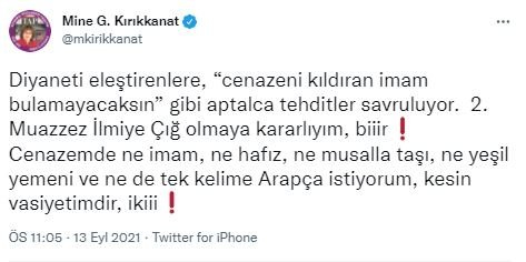 Sosyal medyadan vasiyetini açıklayan Mine Kırıkkanat'tan takipçisine hakaret: IQ kaç sizde? 2