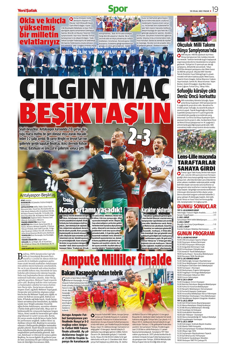 19 Eylül 2021 Pazar günün spor manşetleri | Trabzonspor tek golle güldü, Beşiktaş'tan mucize geri dönüş! 6