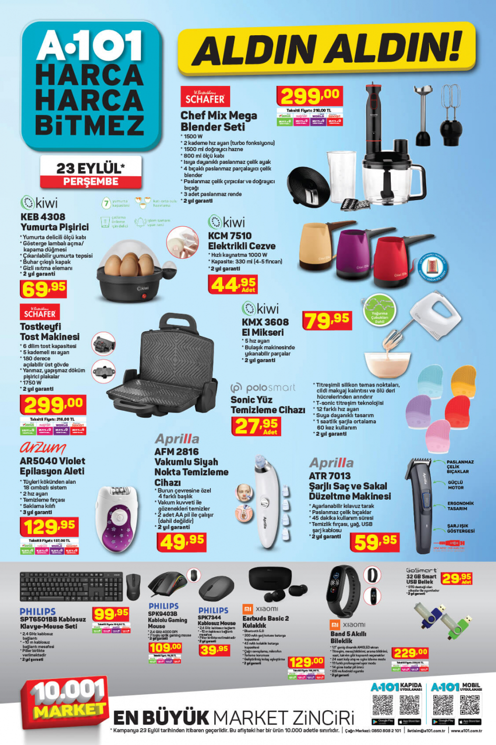 24 Eylül A101 kataloğu | Büyük ve küçük teknolojik ve ev aletlerinden, beyaz eşyalara, spor malzemelerinden en uygun fiyatlar A101'de! 1