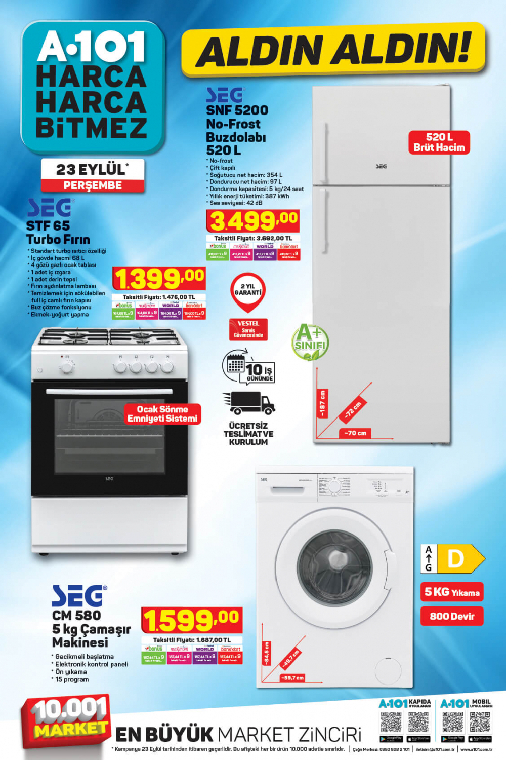 24 Eylül A101 kataloğu | Büyük ve küçük teknolojik ve ev aletlerinden, beyaz eşyalara, spor malzemelerinden en uygun fiyatlar A101'de! 9