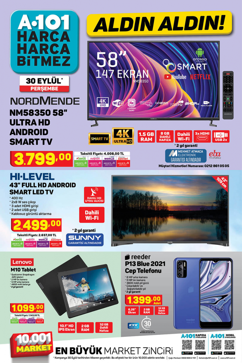 1 Ekim A101 kataloğu | Büyük ve küçük teknolojik ve ev aletlerinden, beyaz eşyalara, bahçe ekipmanlarından oyuncaklara en uygun fiyatlar A101'de! 9