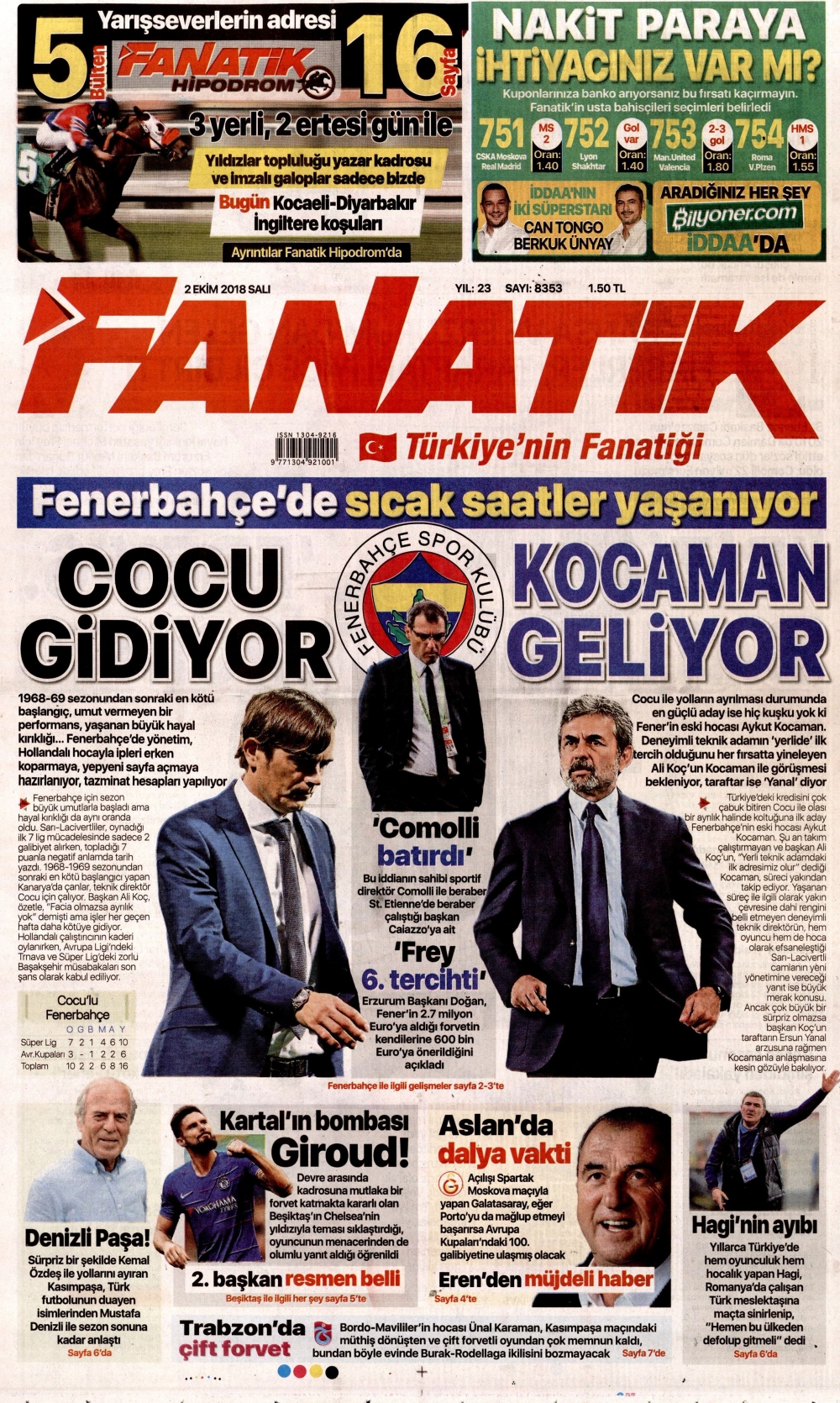 2 Ekim 2018 Salı gazete manşetleri 10