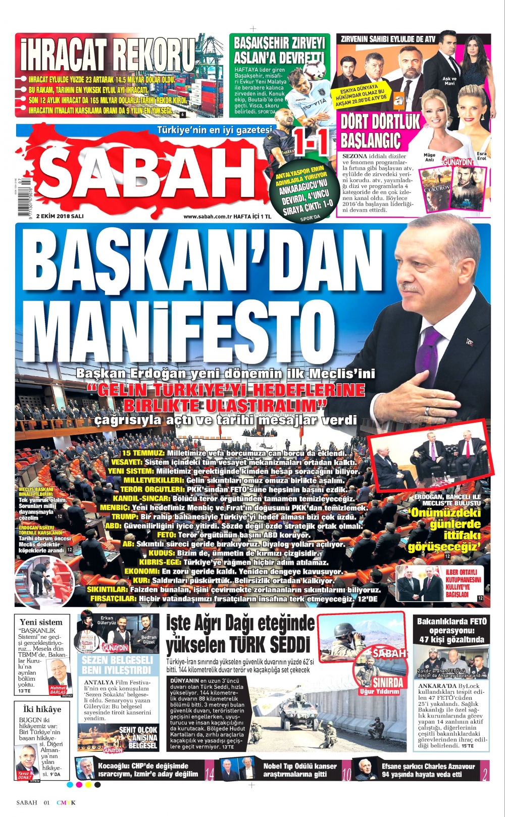 2 Ekim 2018 Salı gazete manşetleri 2