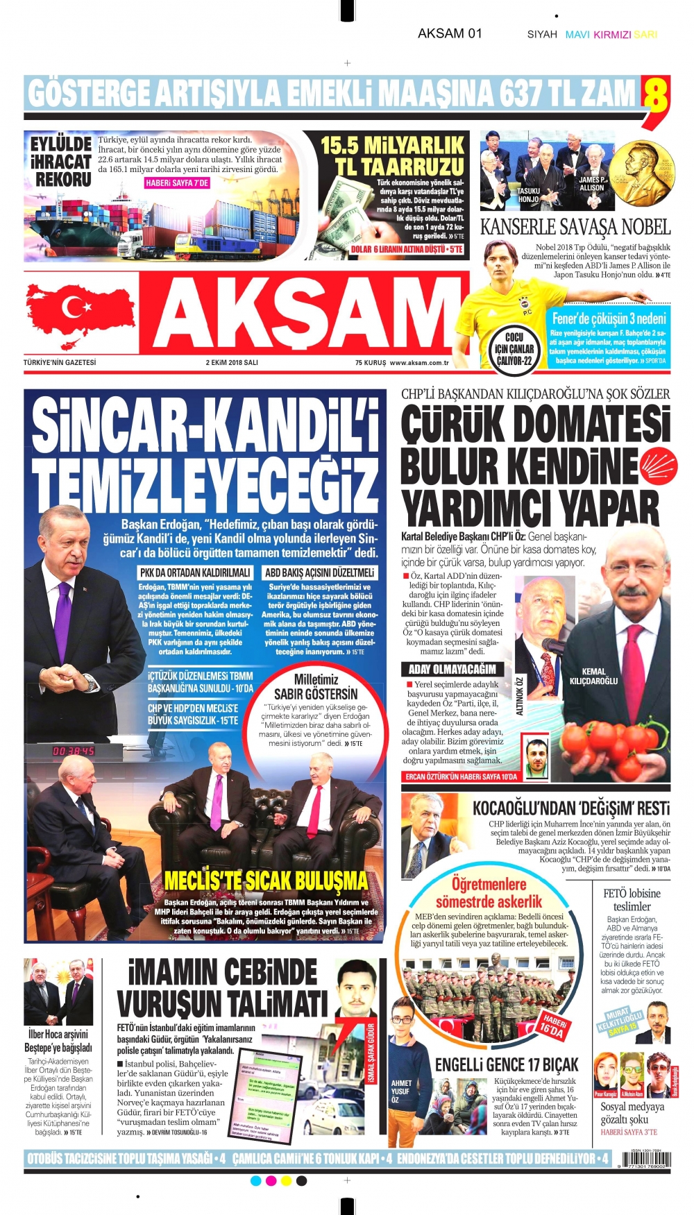 2 Ekim 2018 Salı gazete manşetleri 3