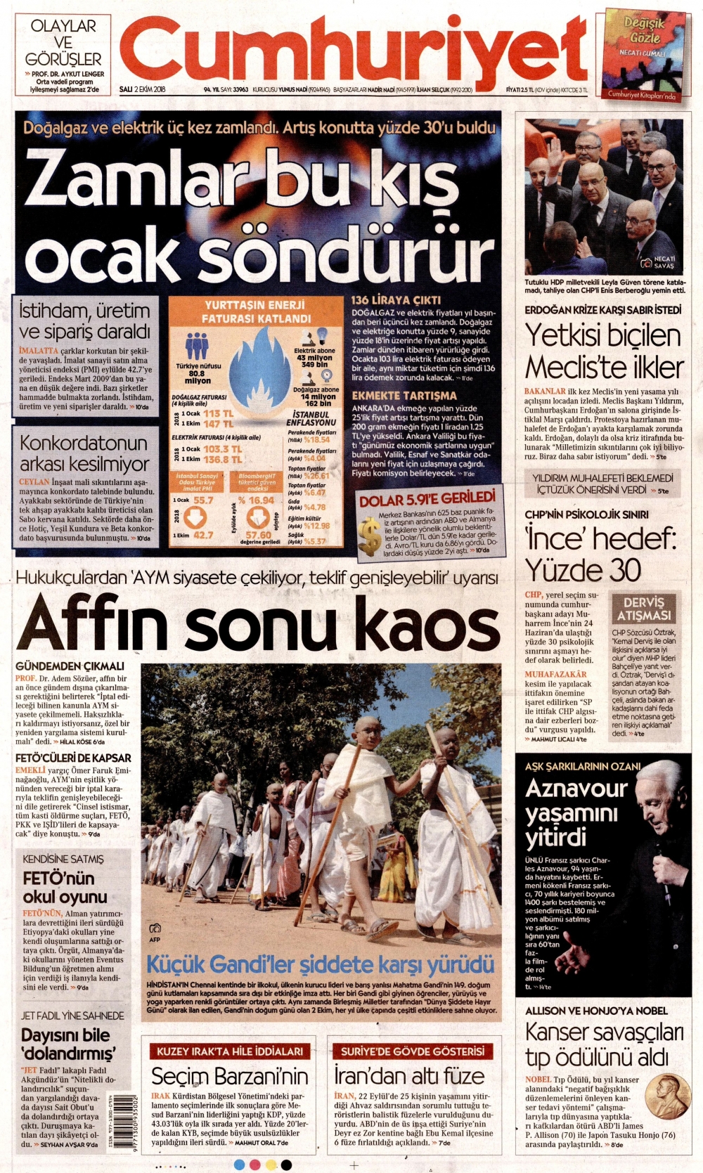 2 Ekim 2018 Salı gazete manşetleri 6