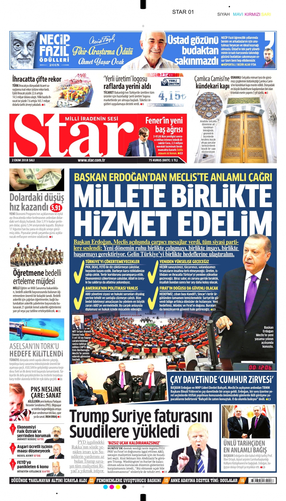 2 Ekim 2018 Salı gazete manşetleri 8