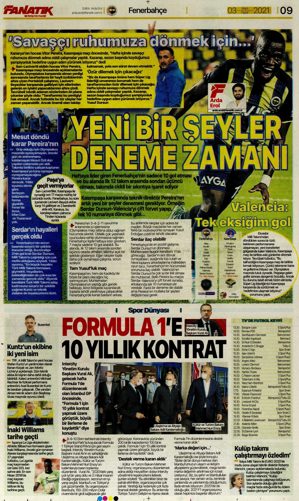 3 Ekim 2021 Pazar günün spor manşetleri | Süper Lig heyecanı sürüyor! 30