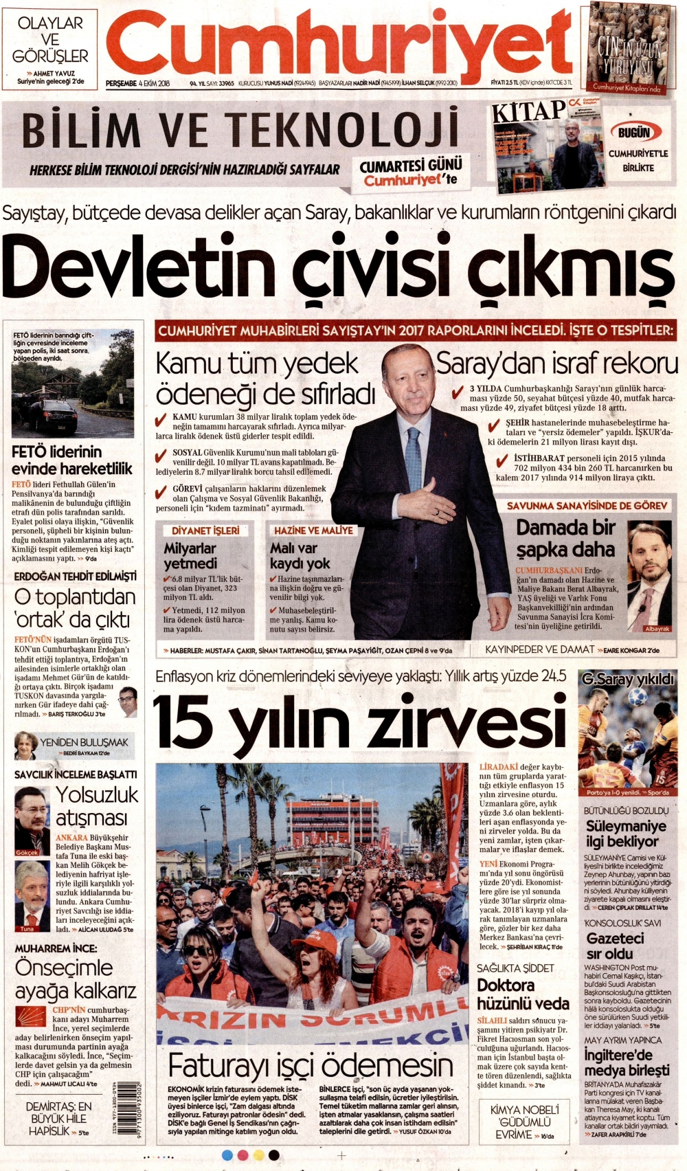 4 Ekim 2018 Perşembe gazete manşetleri 13