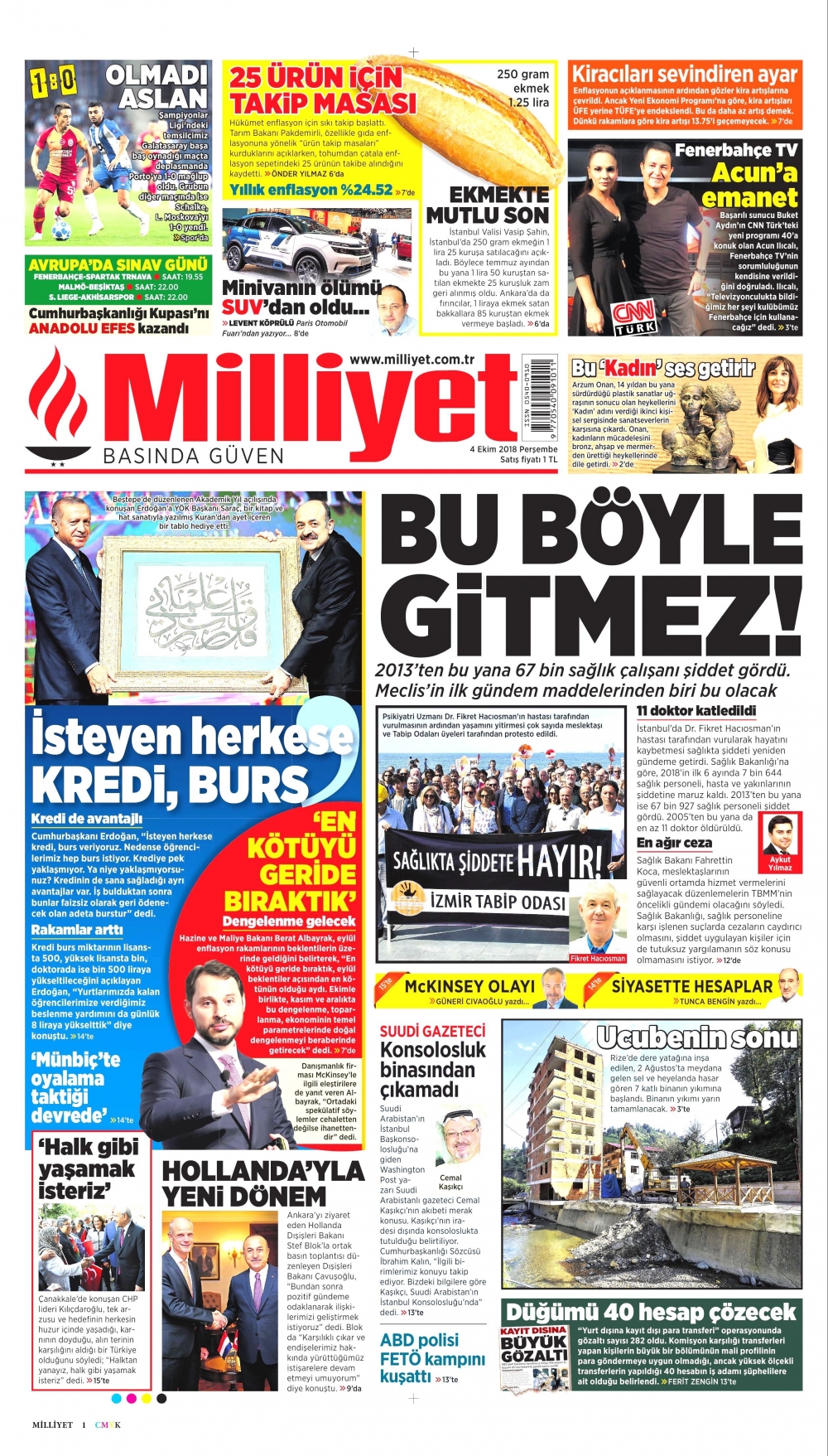 4 Ekim 2018 Perşembe gazete manşetleri 14