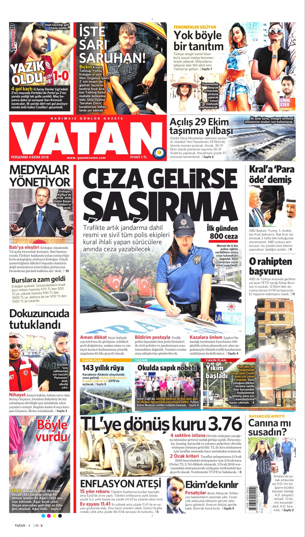 4 Ekim 2018 Perşembe gazete manşetleri 15