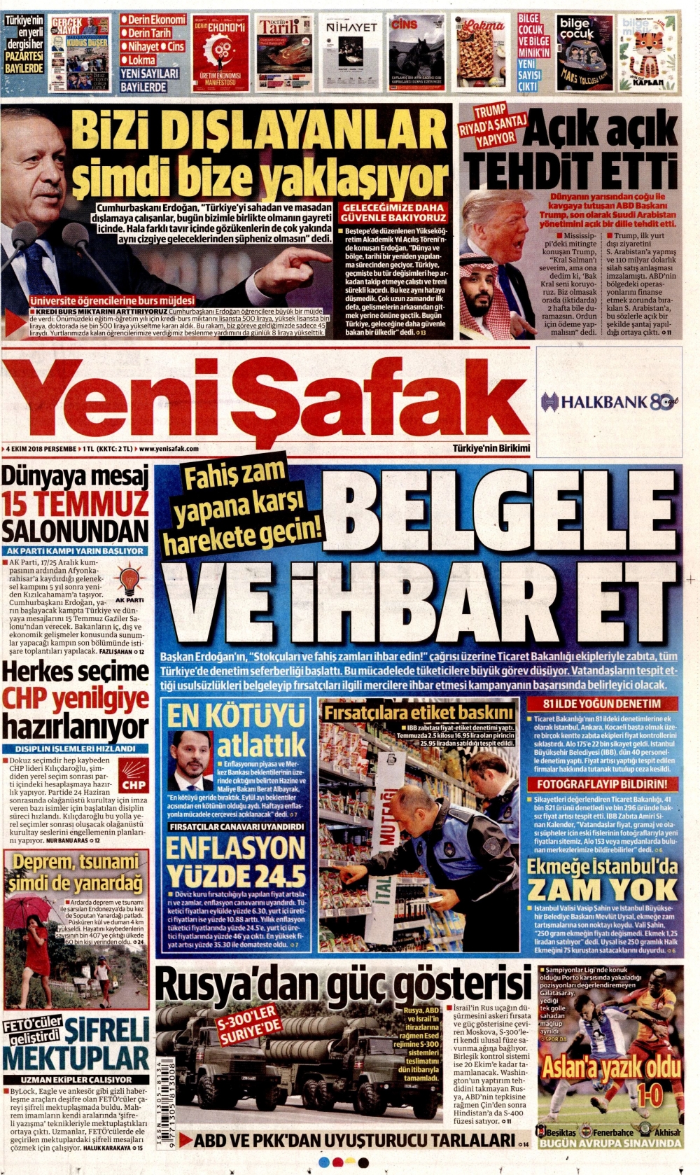 4 Ekim 2018 Perşembe gazete manşetleri 16