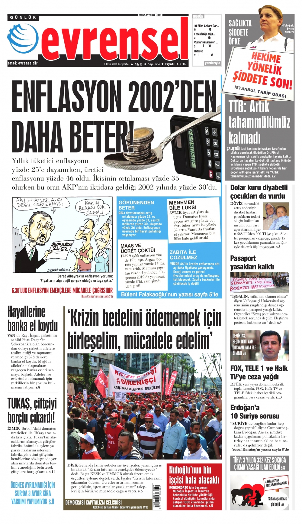 4 Ekim 2018 Perşembe gazete manşetleri 2