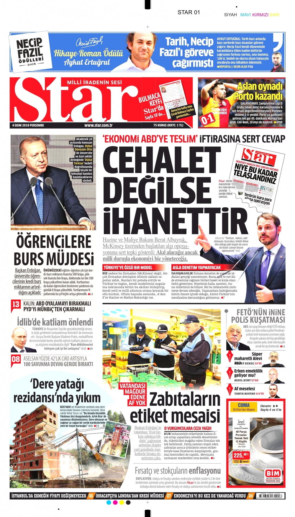 4 Ekim 2018 Perşembe gazete manşetleri 3