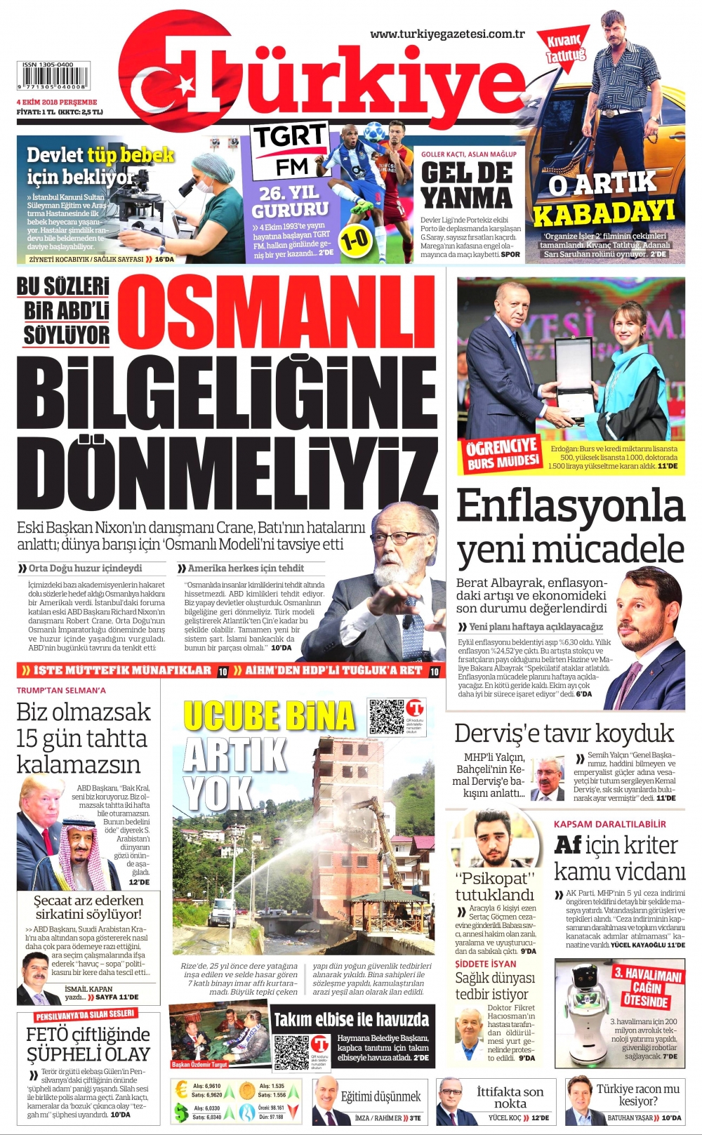 4 Ekim 2018 Perşembe gazete manşetleri 8