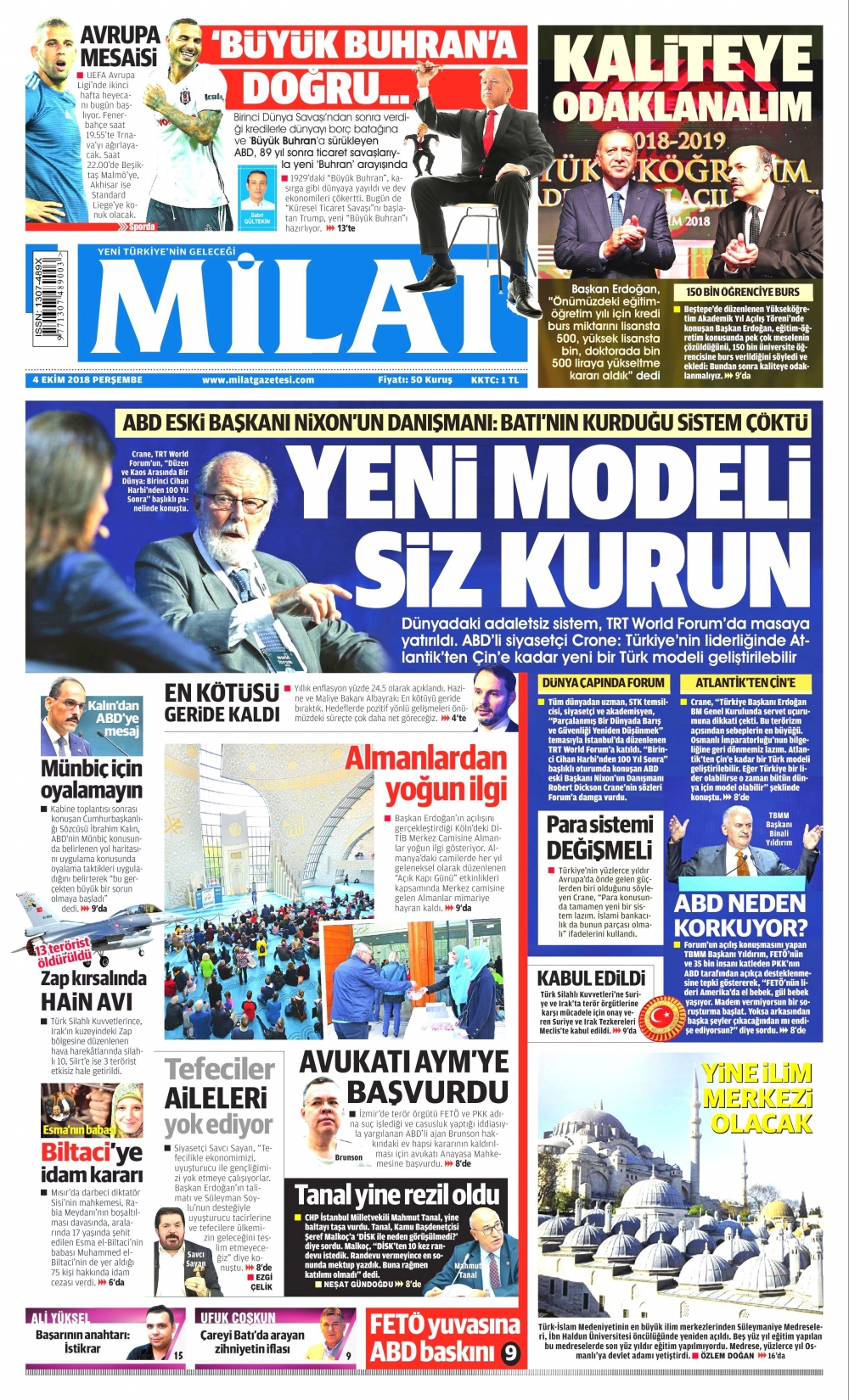 4 Ekim 2018 Perşembe gazete manşetleri 9