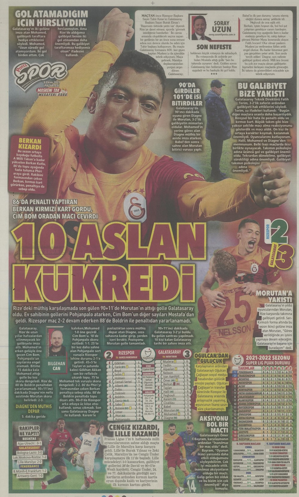 4 Ekim 2021 Pazartesi günün spor manşetleri | Galatasaray son saniyede güldü! 27