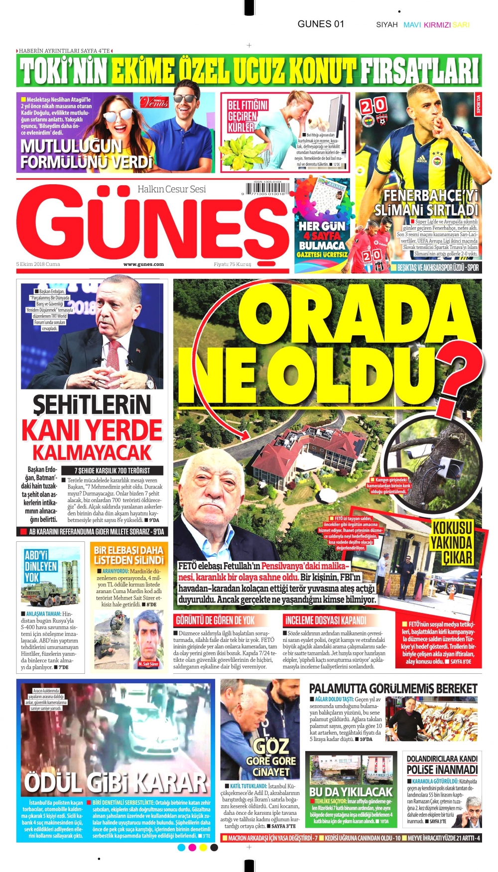 Gazeteler bugün ne yazdı? | 5 Ekim 2018 gazete manşetleri 11