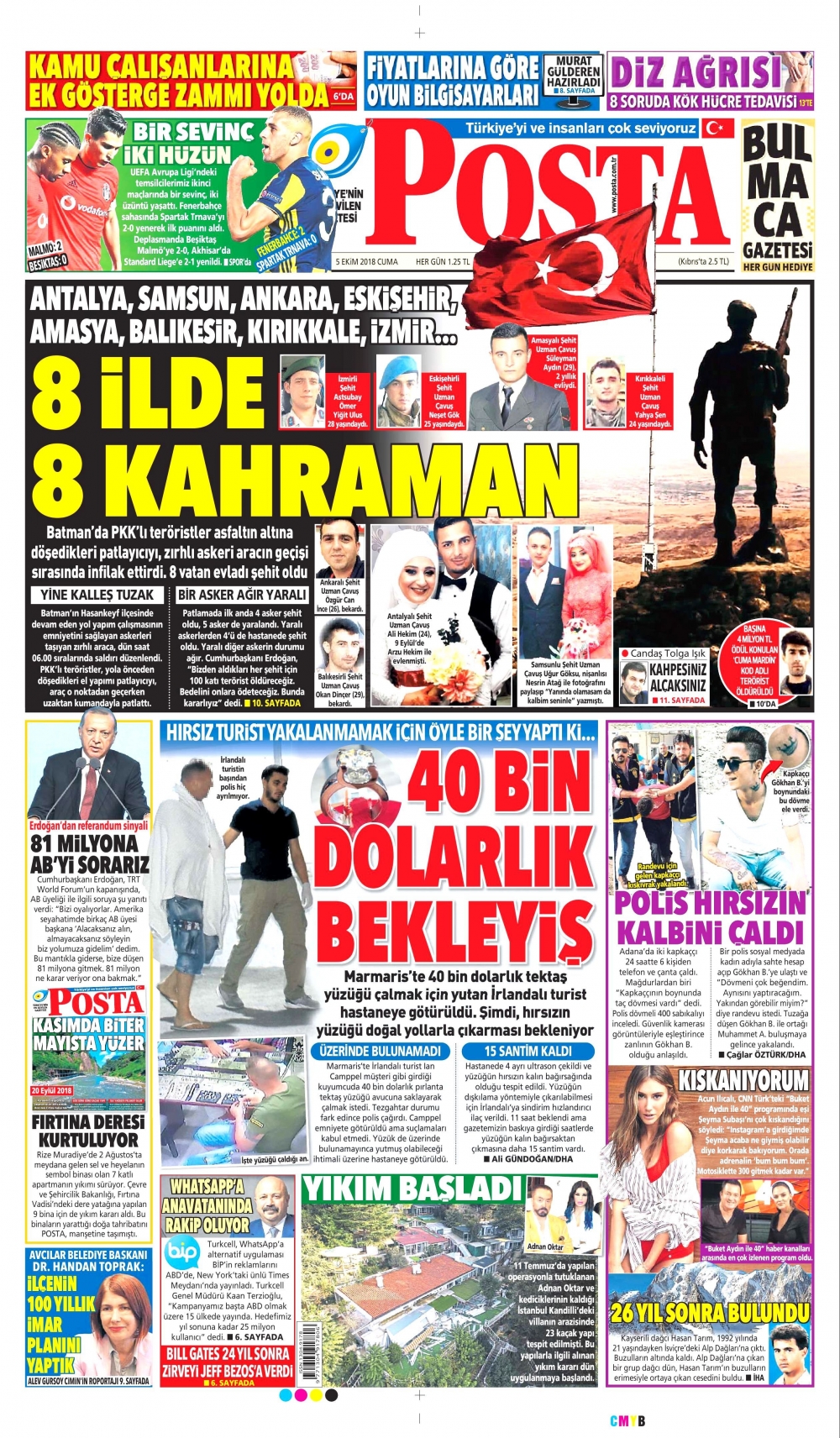 Gazeteler bugün ne yazdı? | 5 Ekim 2018 gazete manşetleri 4