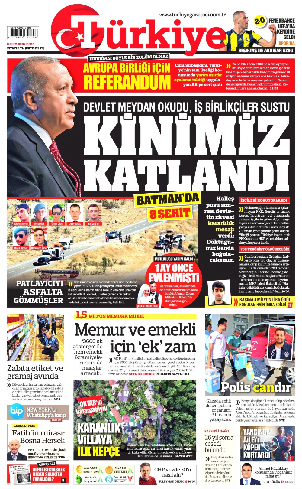 Gazeteler bugün ne yazdı? | 5 Ekim 2018 gazete manşetleri 6
