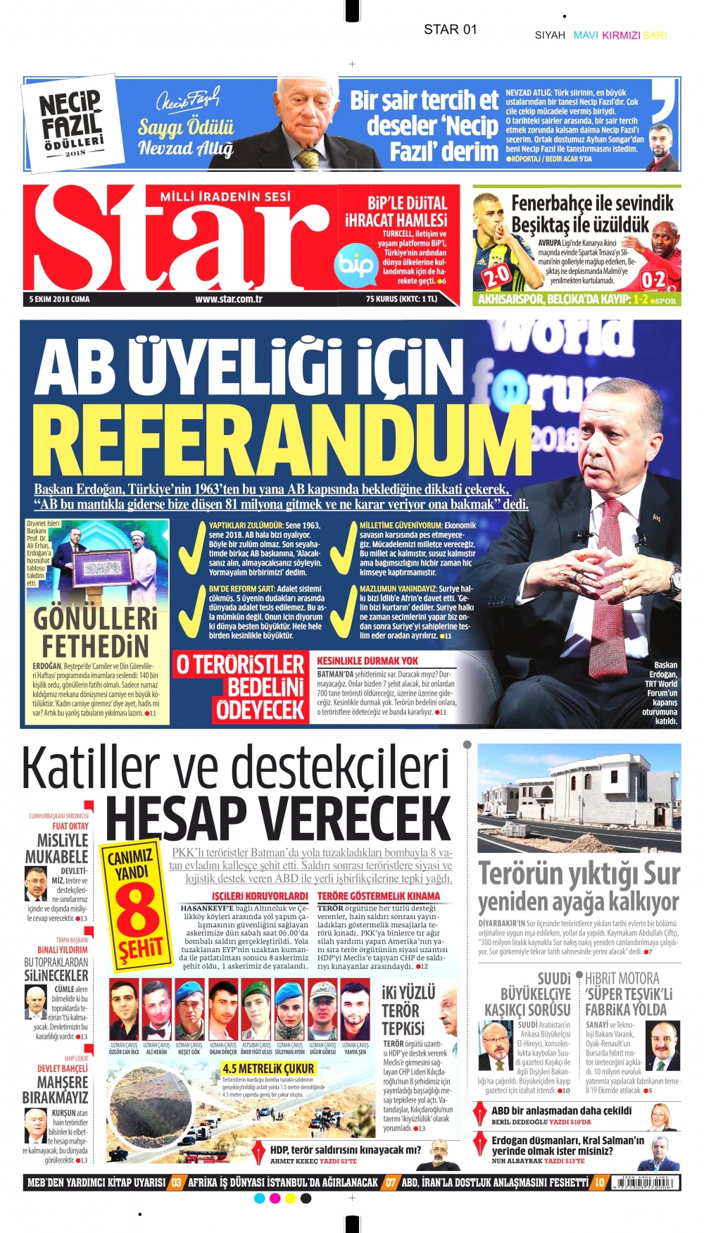 Gazeteler bugün ne yazdı? | 5 Ekim 2018 gazete manşetleri 7