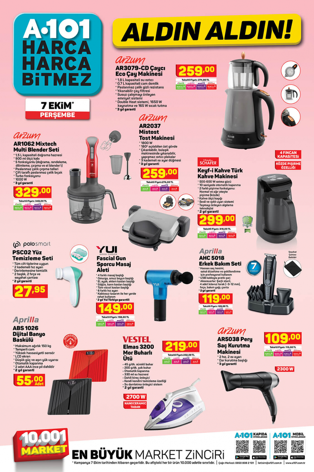 8 Ekim A101 kataloğu | Büyük ve küçük teknolojik ve ev aletlerinden, beyaz eşyalara, bahçe ekipmanlarından oyuncaklara en uygun fiyatlar A101'de! 7
