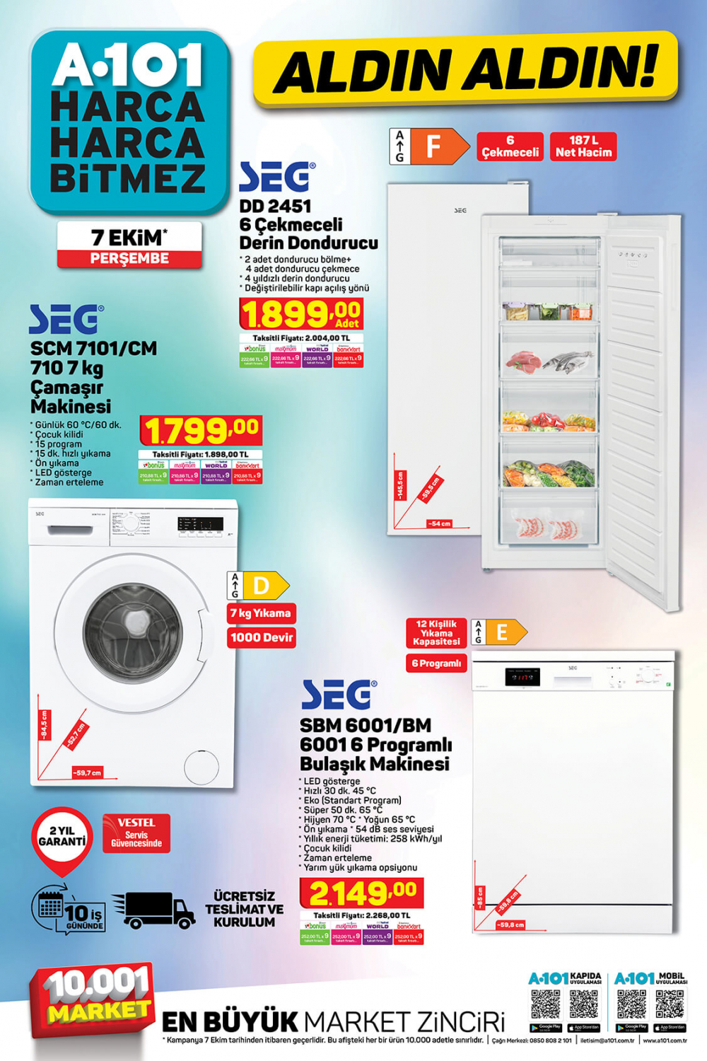 8 Ekim A101 kataloğu | Büyük ve küçük teknolojik ve ev aletlerinden, beyaz eşyalara, bahçe ekipmanlarından oyuncaklara en uygun fiyatlar A101'de! 8