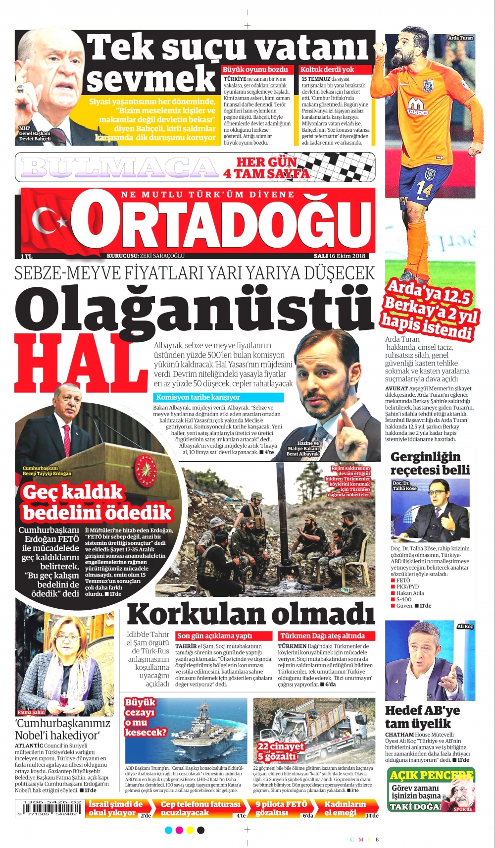 Gazeteler bugün ne yazdı? |16 Ekim 2018 gazete manşetleri 10