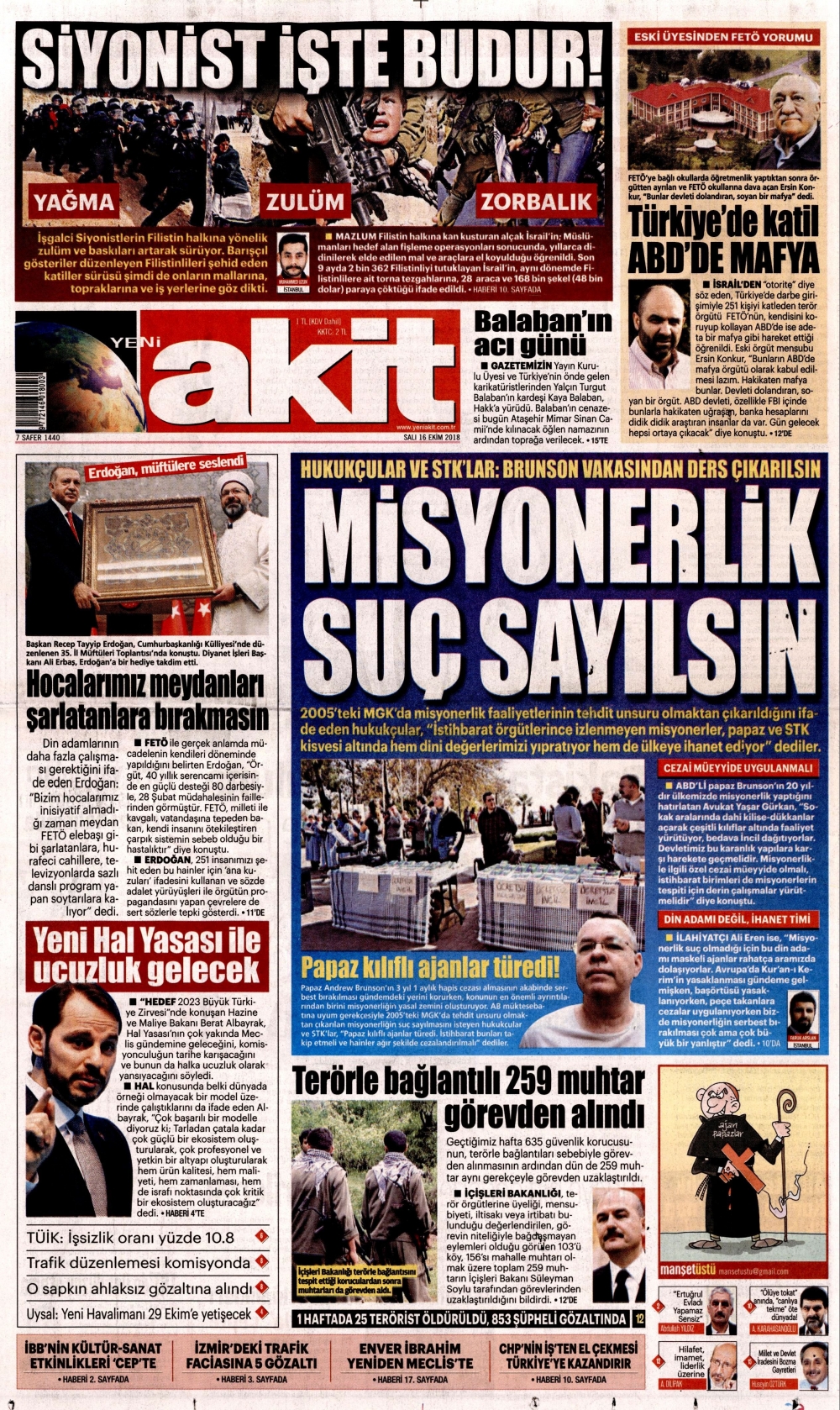 Gazeteler bugün ne yazdı? |16 Ekim 2018 gazete manşetleri 13