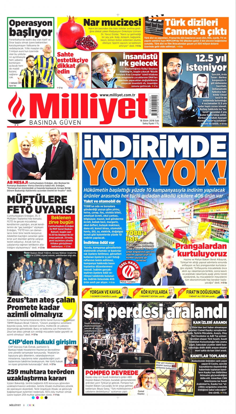 Gazeteler bugün ne yazdı? |16 Ekim 2018 gazete manşetleri 2