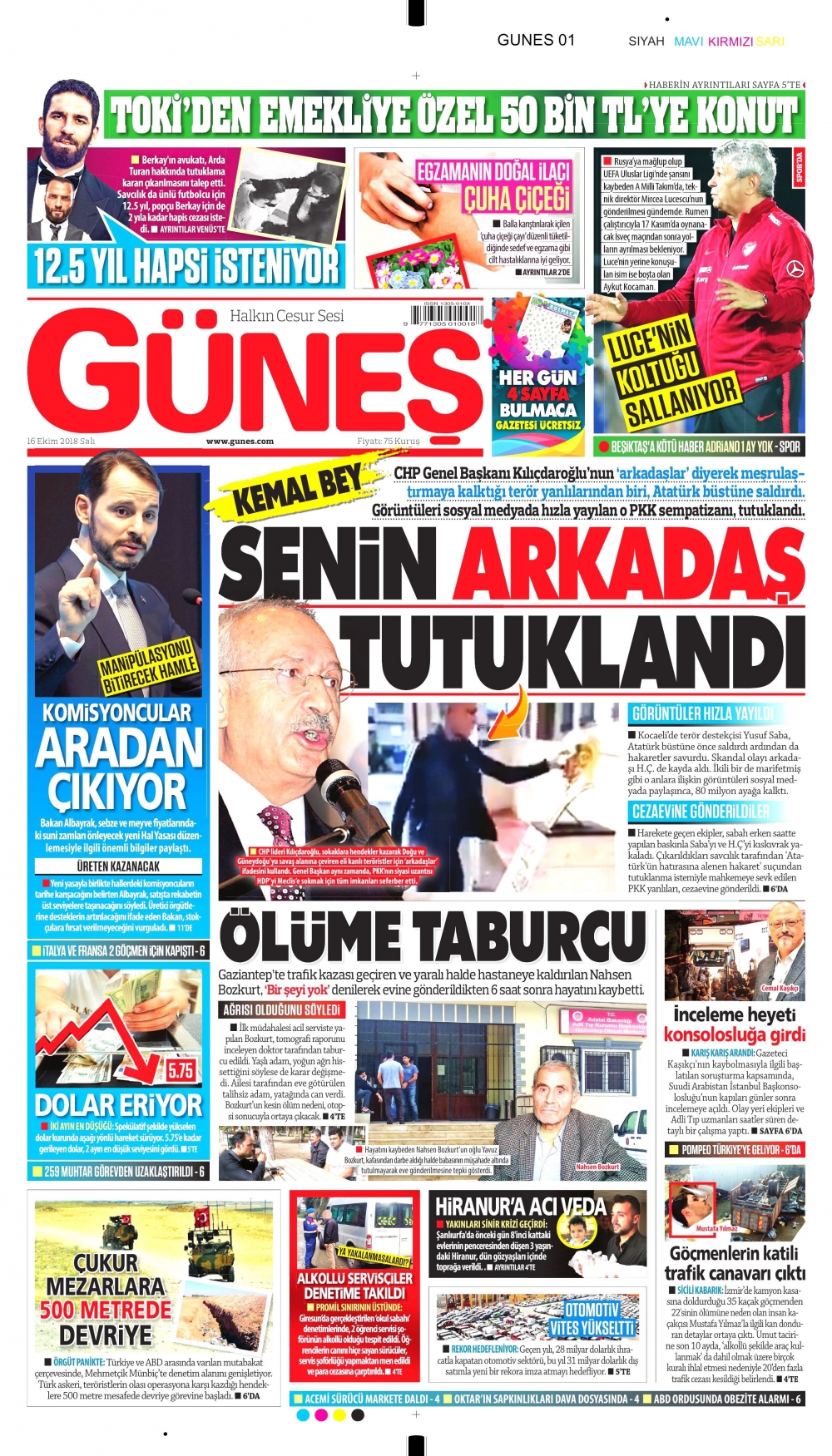 Gazeteler bugün ne yazdı? |16 Ekim 2018 gazete manşetleri 5