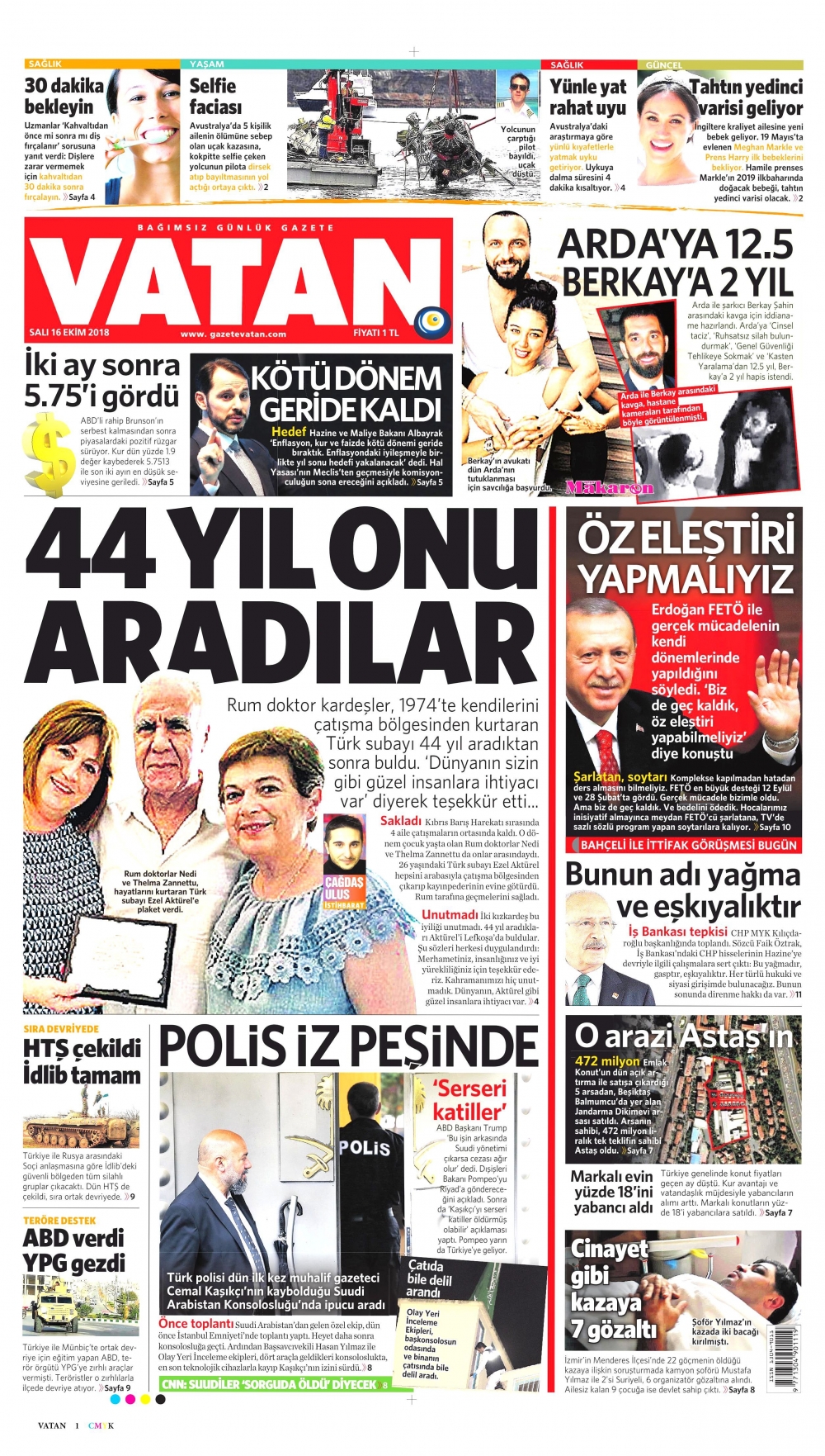 Gazeteler bugün ne yazdı? |16 Ekim 2018 gazete manşetleri 7