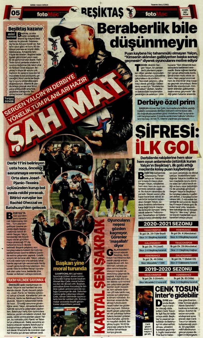 24 Ekim 2021 günün spor manşetleri | Trabzonspor liderliğini sürdürdü! 2