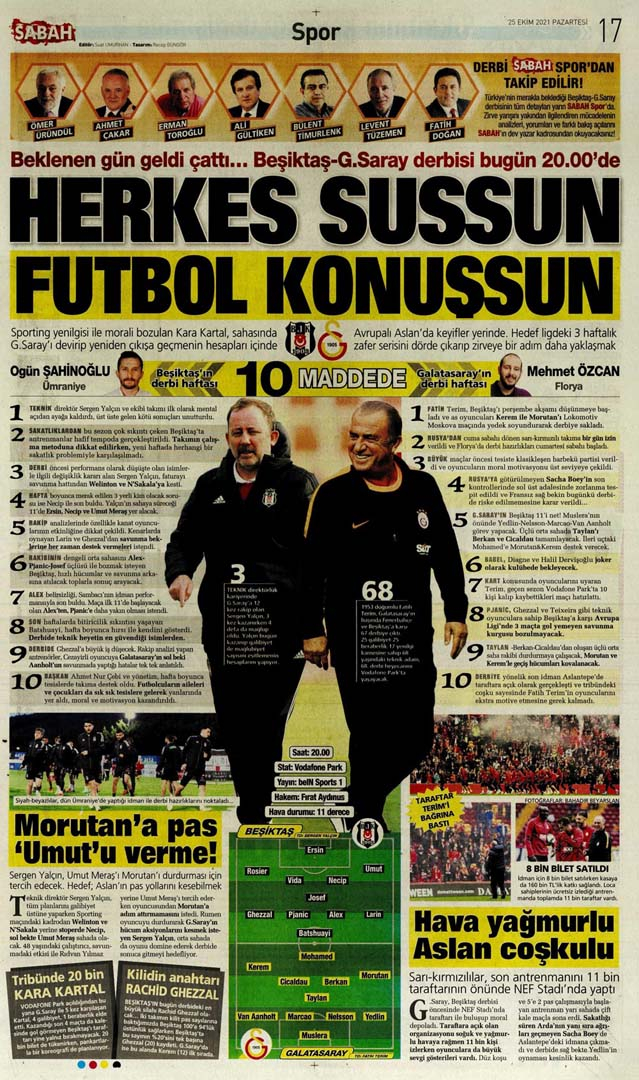 25 Ekim 2021 Pazartesi günün spor manşetleri | Fenerbahçe evinde yıkıldı! 9