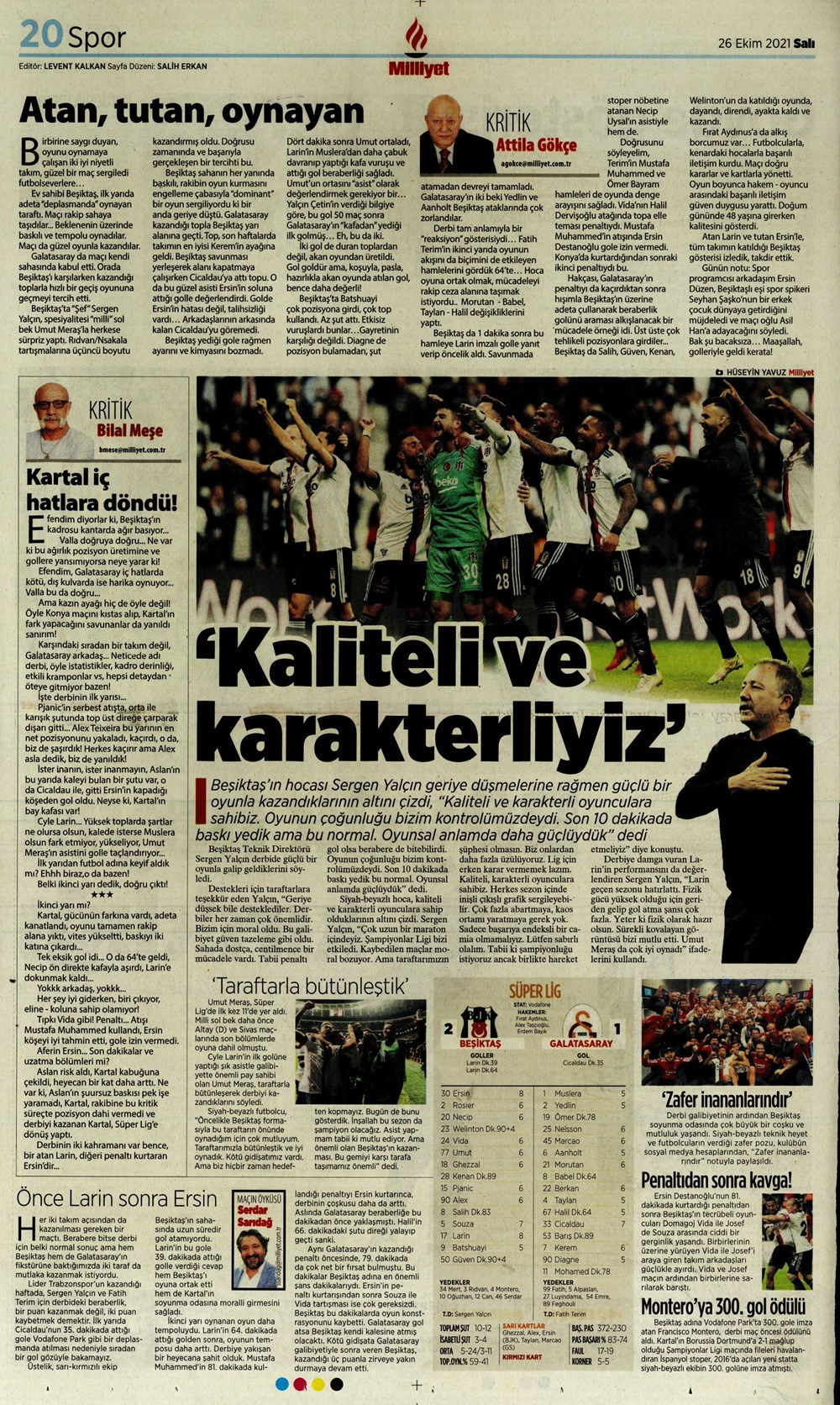 26 Ekim 2021 günün spor manşetleri | Dev derbide kazanan Beşiktaş! 37