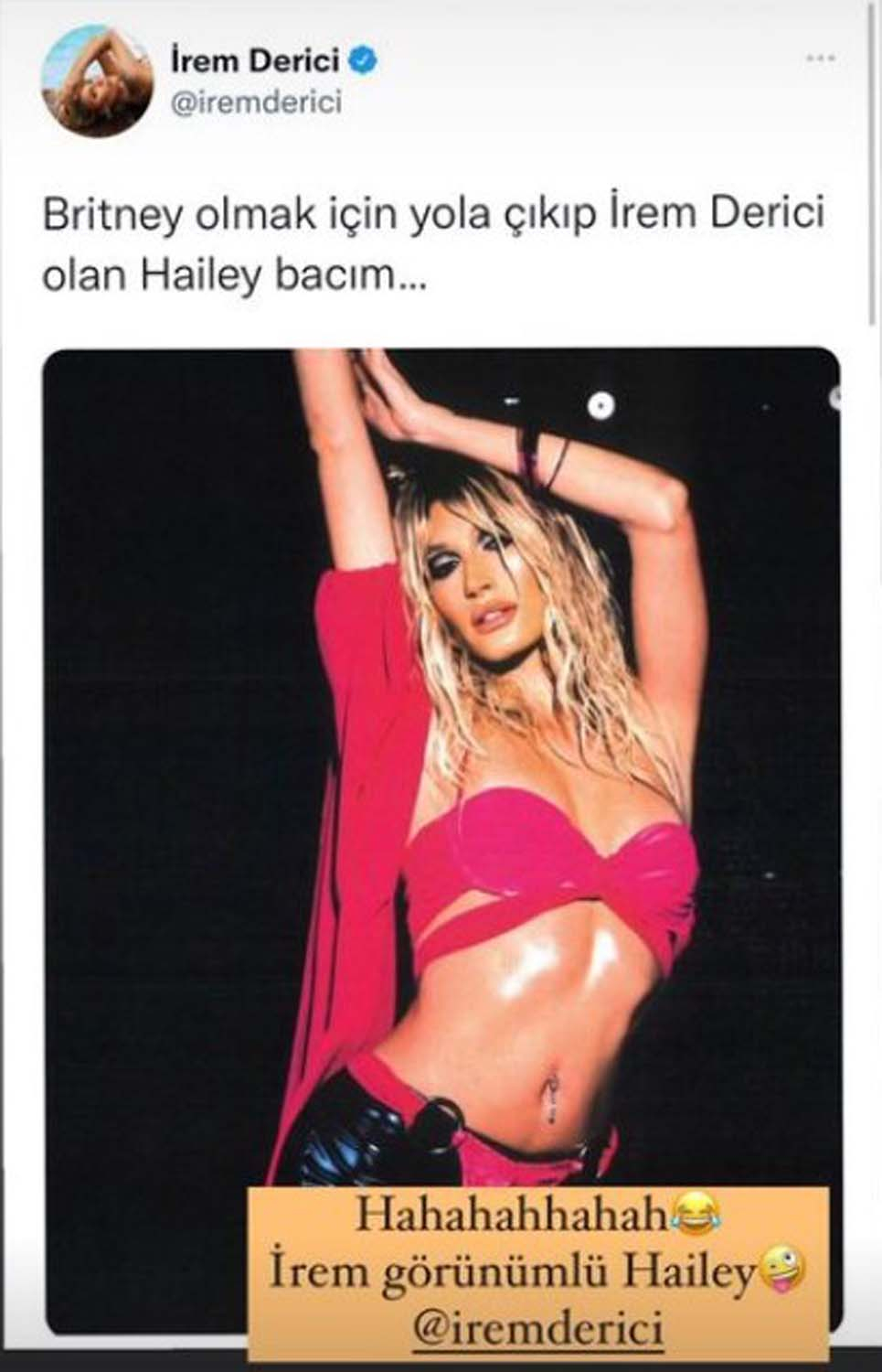 Amerikalı model Hailey Bieber, Britney Spears olmak isterken İrem Derici'ye benzetildi! Sosyal medya bunu konuşuyor! 5