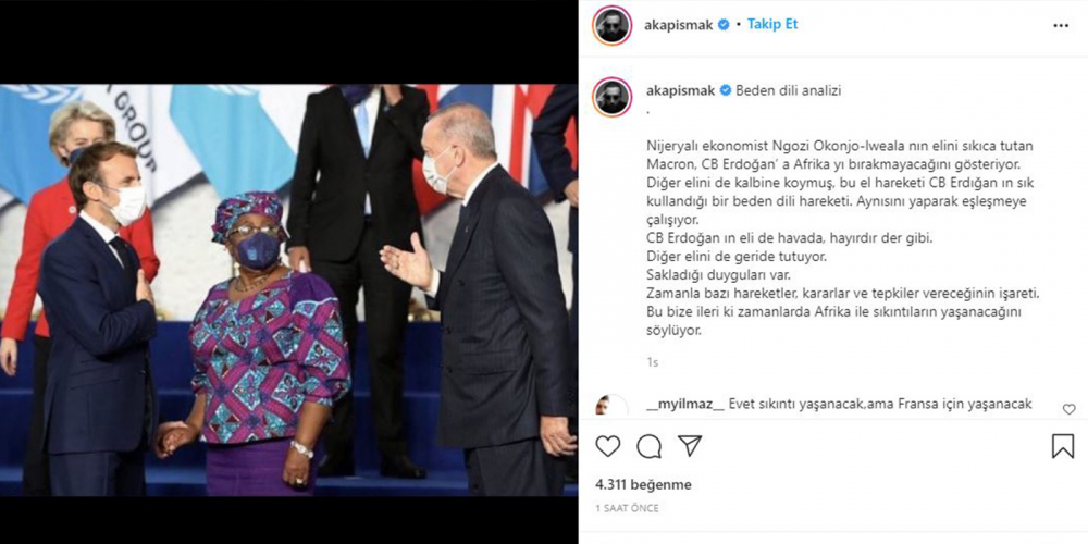 Bu anlar G-20 Zirvesine damga vurdu! Aşkım Kapışmak, Erdoğan ve Macron'un sohbeti sırasında çekilen kareyi analiz etti 6