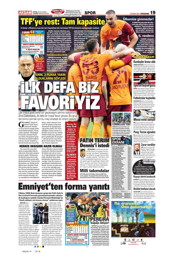 4 Kasım 2021 Perşembe günün spor manşetleri |Cimbom ve Kanarya Avrupa sahnesinde! 8