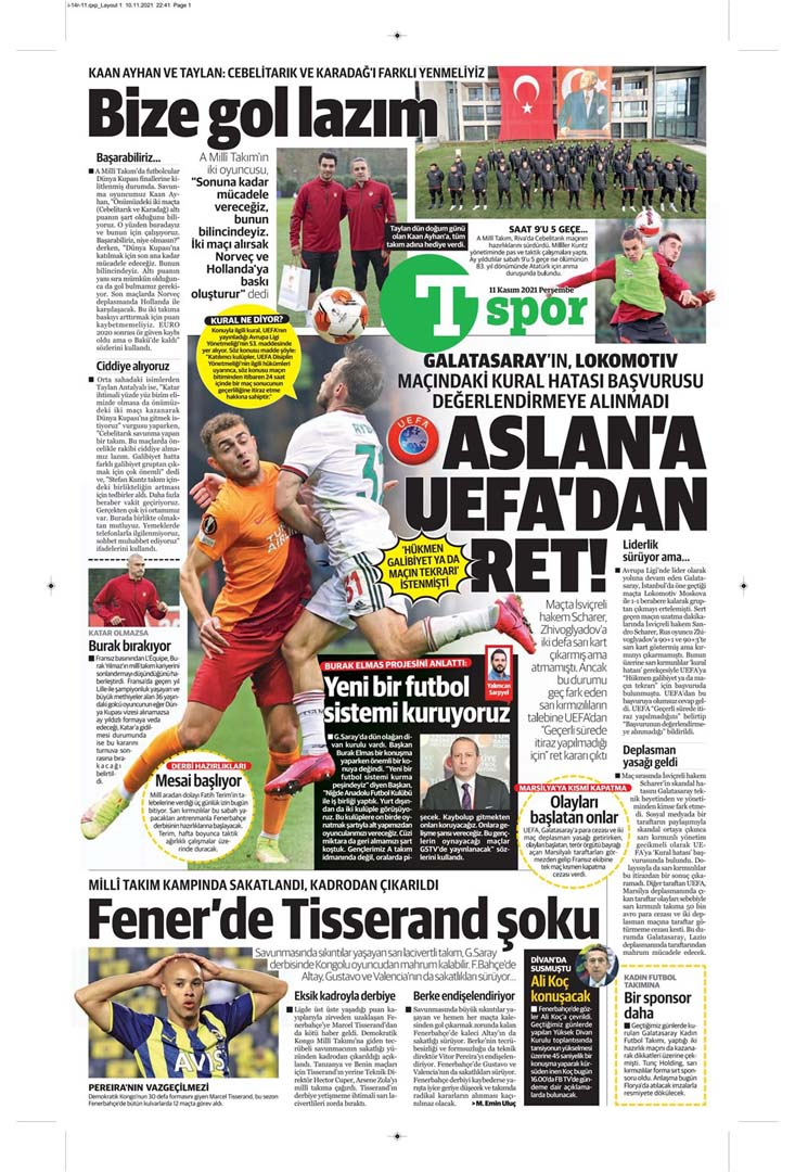 11 Kasım 2021 Perşembe günün spor manşetleri | Takımlar transfer çalışmasına start verdi! 12