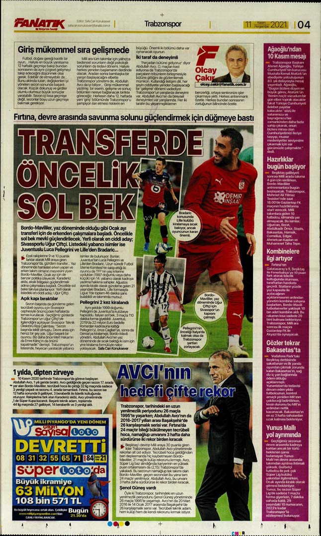 11 Kasım 2021 Perşembe günün spor manşetleri | Takımlar transfer çalışmasına start verdi! 17