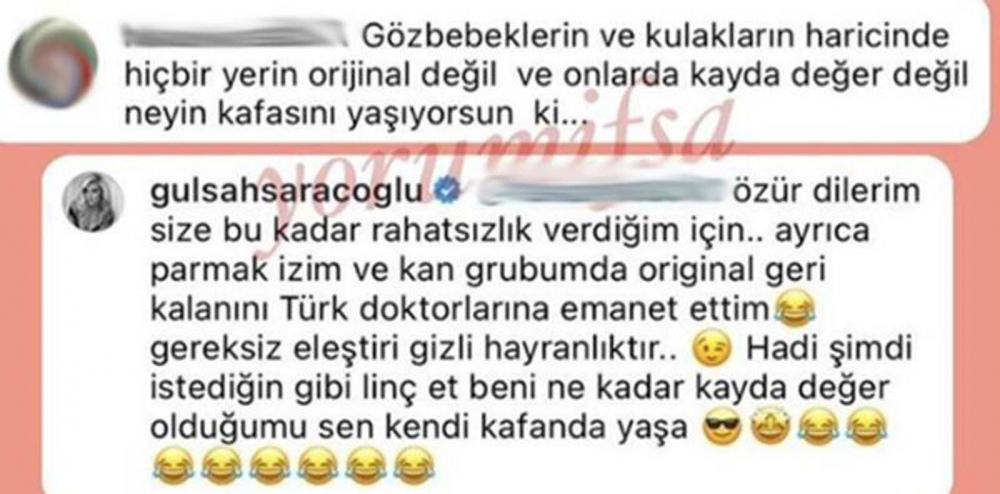 "Doğal olan hiçbir şeyi sevmiyorum" diyen Gülşah Saraçoğlu takipçisinin eleştirisine sinirlenerek ağır konuştu! 4